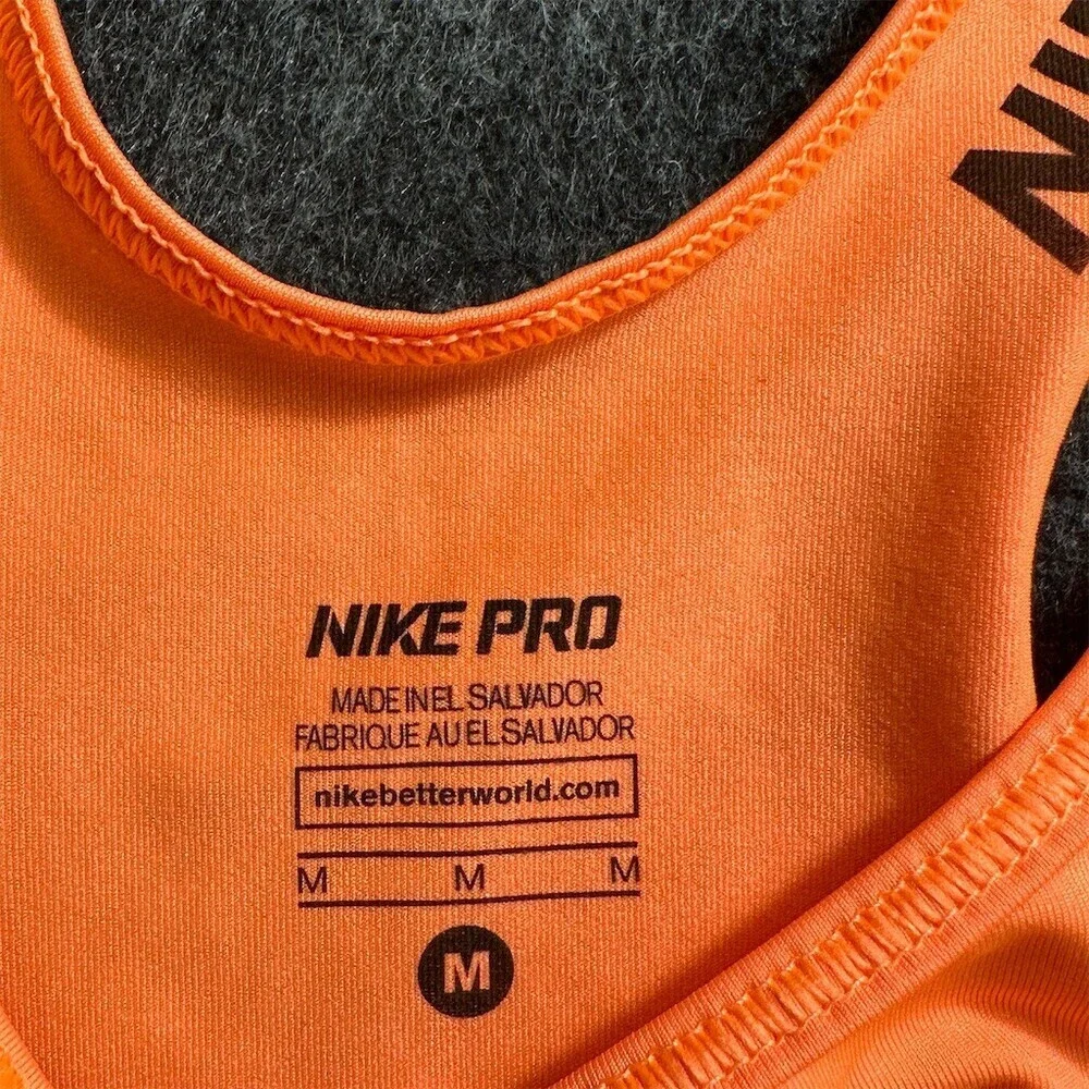 Nike Pro Pro Tank Top Womens Size M Orange Dri-FIT Racerback Reflective Logo